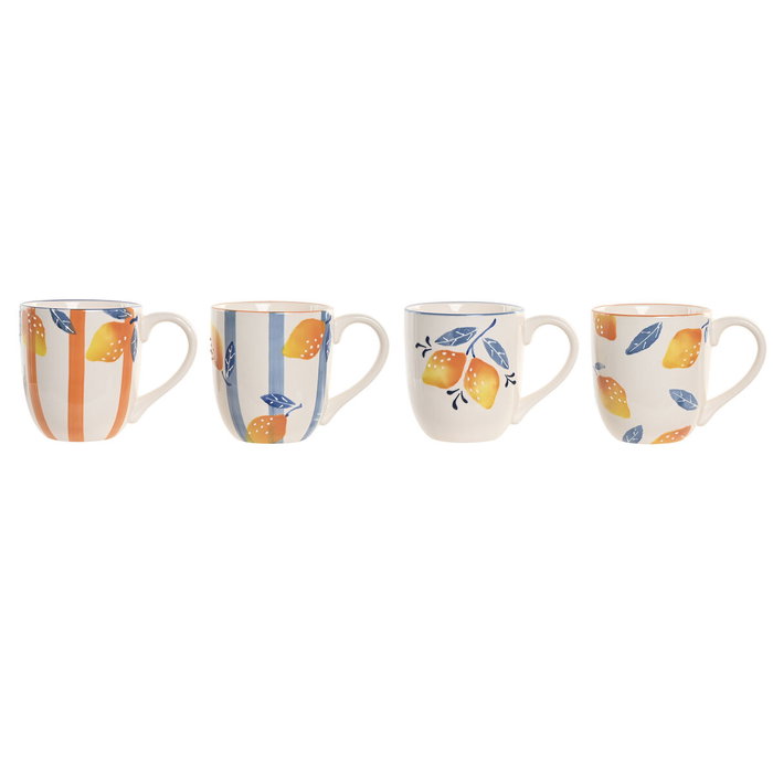 Home ESPRIT Tasse mug Citron méditerranéen avec relief 360 ml (4 Unités) Home ESPRIT Tasse mug Citron méditerranéen avec relief 360 ml (4 Unités)