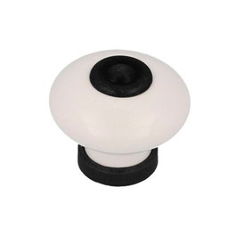 Pomme de tiroir Rei Modèle 824 Porcelaine et Métal Noir Mat et Blanc Ø31 x 28 mm