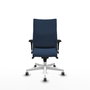 Piqueras Y Crespo Silla Albacete confidente, Bleu marine, mécanisme Sincro, Brazos 1D, Base blanche, Roues 65 mm