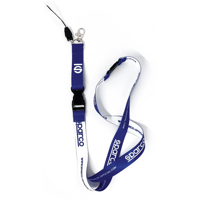 Sparco Lanyard Officiel Bleu S099114AZ, Cordon pour Clés ou Passes de Course, Boucle de Libération Rapide, Accessoire de Clip en Métal