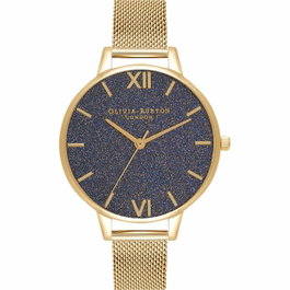 Olivia Burton OB16GD75 - Montre dorée avec cadran bleu glitter