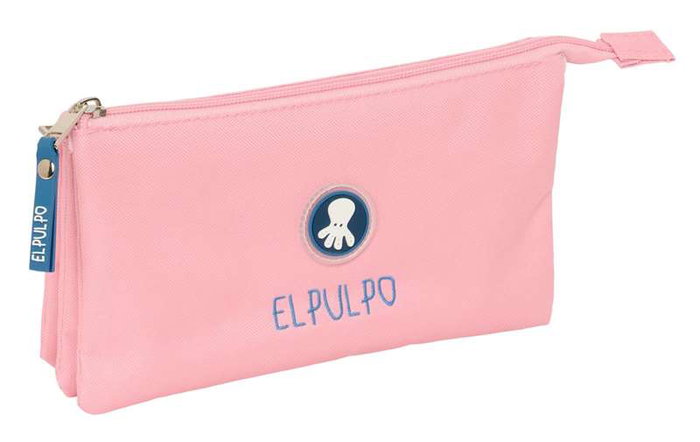 Safta Portatodo Triple El Pulpo - Porte-tout triple Octopus Rose - Dimensions: 22 x 12 x 3 cm - A partir de 36 mois
