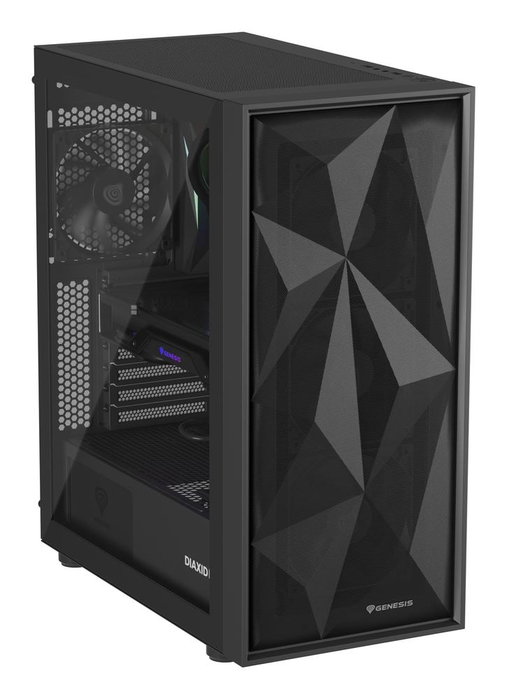 Genesis Diaxid 605F Boîtier PC Gaming Midi Tower Noir Verre Trempé ATX USB 3.0