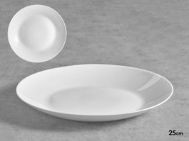 Vivalto Assiette Plate Lisse Opal 25 cm Blanc Lavable au Lave-Vaisselle et Micro-Ondes (Set de 24)