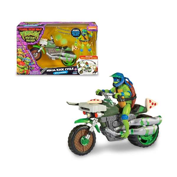 Famosa - Figurine Tortues Ninja avec Véhicule (Moto Sidecar ou Moto de Bataille) 33x19 cm - Modèles assortis - Plastique - Turtle Power