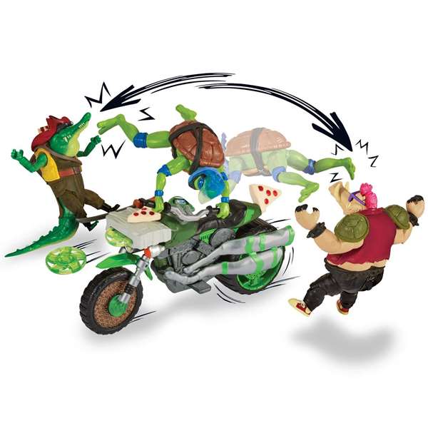 Famosa - Figurine Tortues Ninja avec Véhicule (Moto Sidecar ou Moto de Bataille) 33x19 cm - Modèles assortis - Plastique - Turtle Power
