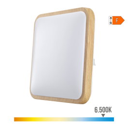Edm Applique de surface LED carrée effet bois 18 W 1820 lm