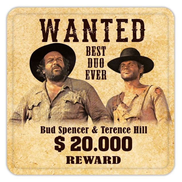 Blechwaren Fabrik Braunschweig Sous-verres Bud Spencer & Terence Hill Wanted 10 x 10 cm Blechwaren Fabrik Braunschweig Sous-verres Bud Spencer & Terence Hill Wanted 10 x 10 cm