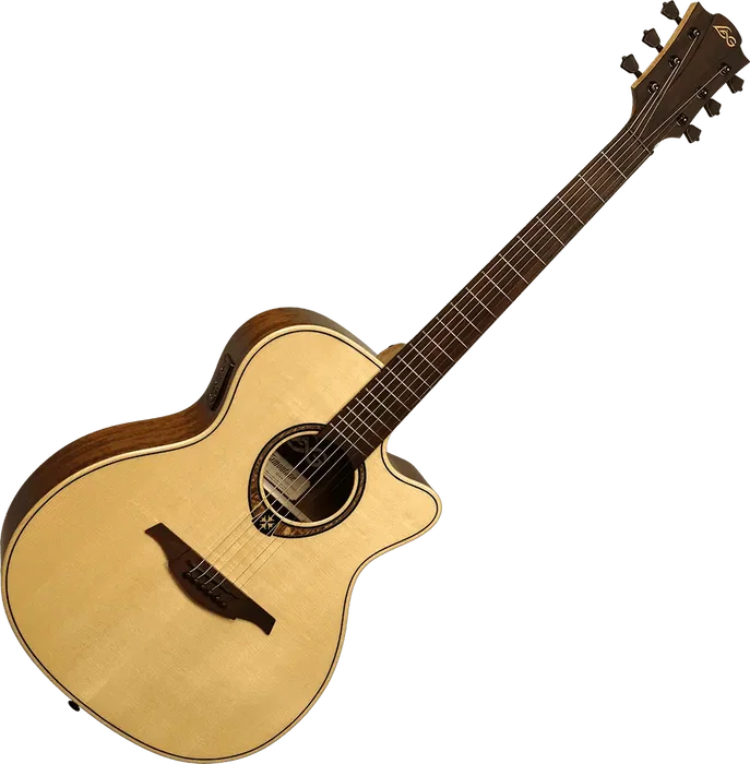 LAG Guitare Acoustique Auditorium Cutaway Tramontane 318 A/E Table Engelmann Massif Ovangkol Naturelle