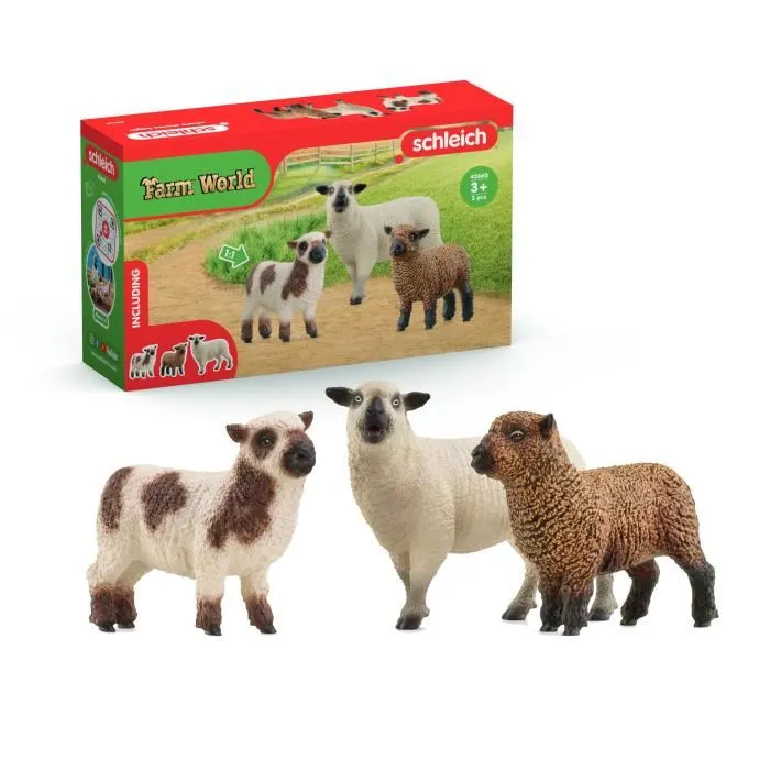 Schleich 42660 Figurine Trio de Moutons Farm World pour Enfants, 5 * 19 * 11 cm Schleich 42660 Figurine Trio de Moutons Farm World pour Enfants, 5 * 19 * 11 cm