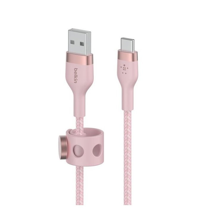 Belkin CAA011ds1MPK Câble USB-C vers USB-A Tressé Silicone 1m Rose pour iPhone iPad