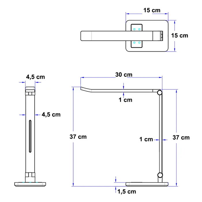 TALOX Lampe de bureau LED blanche SM-614DC