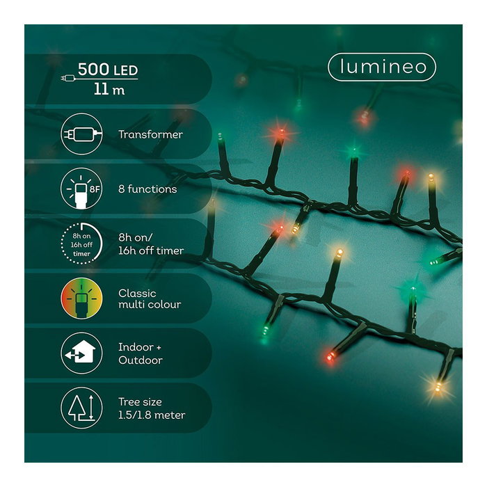 Lumineo Guirlande LED Compact 500 LED Multicolor 11 m