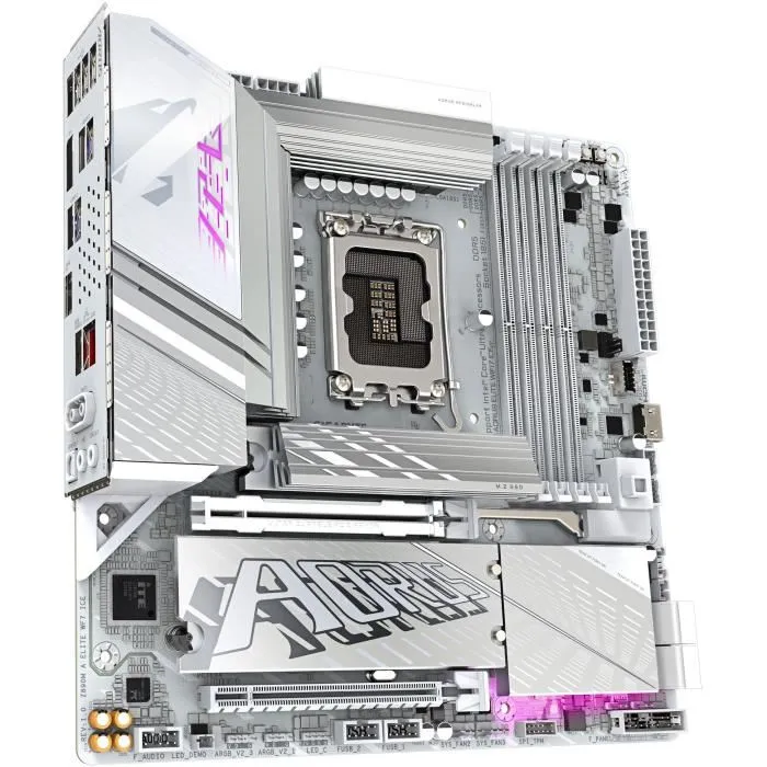 Gigabyte Z890M AORUS ELITE WIFI7 ICE - Carte mère ATX Intel LGA 1851 pour Core Ultra série 2, DDR5 8800MHz, Wi-Fi 7, USB 4, 2.5GbE