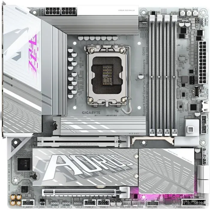 Gigabyte Z890M AORUS ELITE WIFI7 ICE - Carte mère ATX Intel LGA 1851 pour Core Ultra série 2, DDR5 8800MHz, Wi-Fi 7, USB 4, 2.5GbE