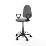 Tabouret Aýna taburete Contact permament de base Cuir écologique Gris Structure polyamide noire Accoudoirs fixes Sans appui-tête Roulettes en nylon 50 mm