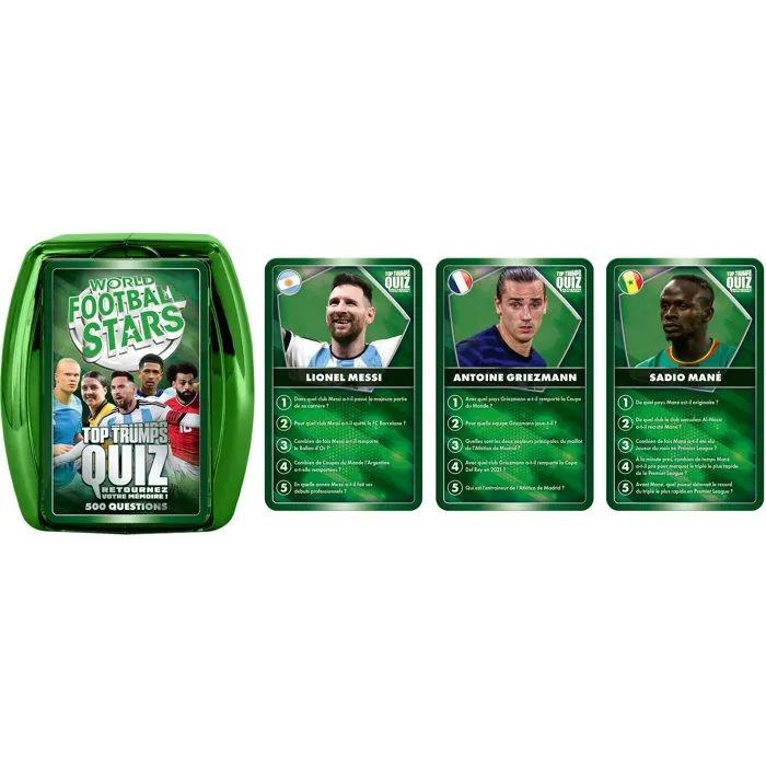 Winning Moves Quiz World Football Stars 2026 - Jeu de cartes - 2 à 6 joueurs - Dès 8 ans - 500 questions sur le football