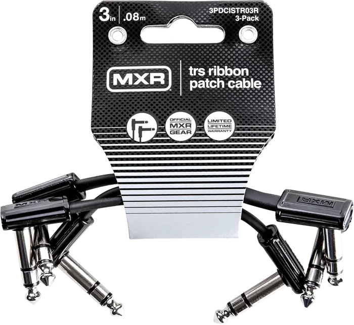 MXR Cable Ribbon Patch TRS 8 cm - Pack de 3 - Câble jack pour pédalier