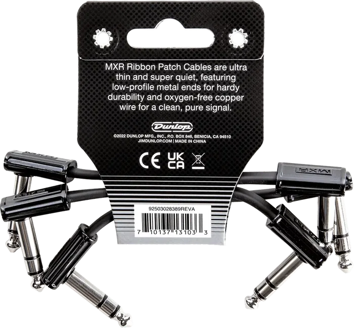 MXR Cable Ribbon Patch TRS 8 cm - Pack de 3 - Câble jack pour pédalier