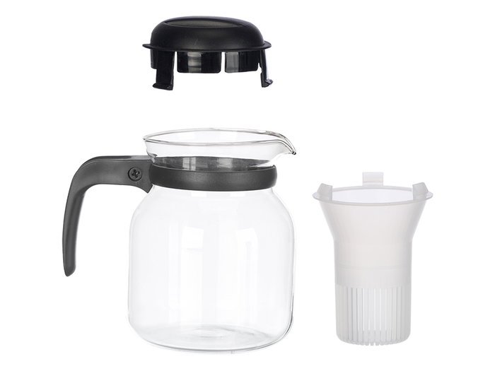 Vivalto Jarre Théière 1,2L Verre Transparent Noir 17x16x12cm (Set de 12)