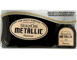 Tsukineko STAZON Metallic Platine - Tampon encreur et recharge pour verre et plastique
