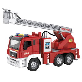 TACHAN Camion de pompiers avec lumière et son échelle 1:10