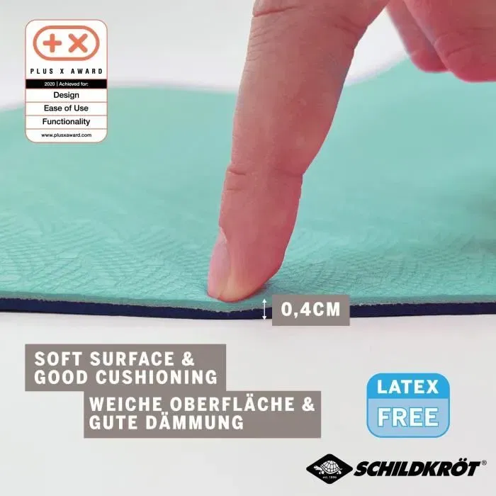 Schildkröt Tapis de yoga Fitness Bicolor, 180 x 61 cm, 4 mm, motifs marins/menthe, antidérapant, sans PVC, sac de transport inclus, vert et bleu