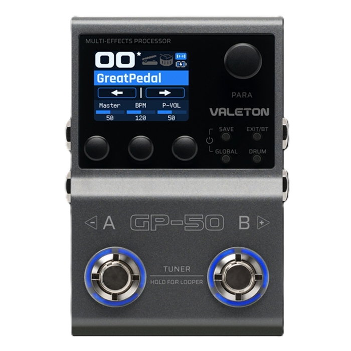 Valeton GP-50 Processeur multi-effets compact avec Bluetooth, écran LCD couleur, NAM, 100 effets, 80 presets Valeton GP-50 Processeur multi-effets compact avec Bluetooth, écran LCD couleur, NAM, 100 effets, 80 presets