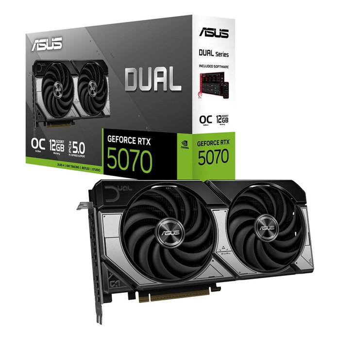 ASUS Carte Graphique DUAL GeForce RTX 5070 OC 12 Go (90YV0M17-M0NA00) - Argent/Noir