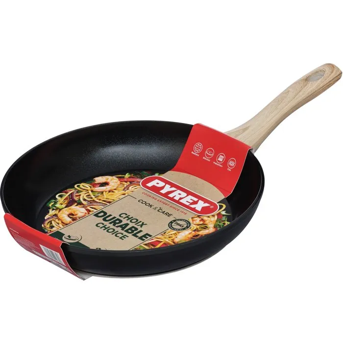 Pyrex Cook & Care - Poêle cérémonie 28 cm, anti-adhérent sans PFAS, compatible induction, revêtement sain et poignée ergonomique