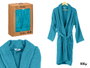 BERILO Lot de 6 peignoirs en coton bleu L XL