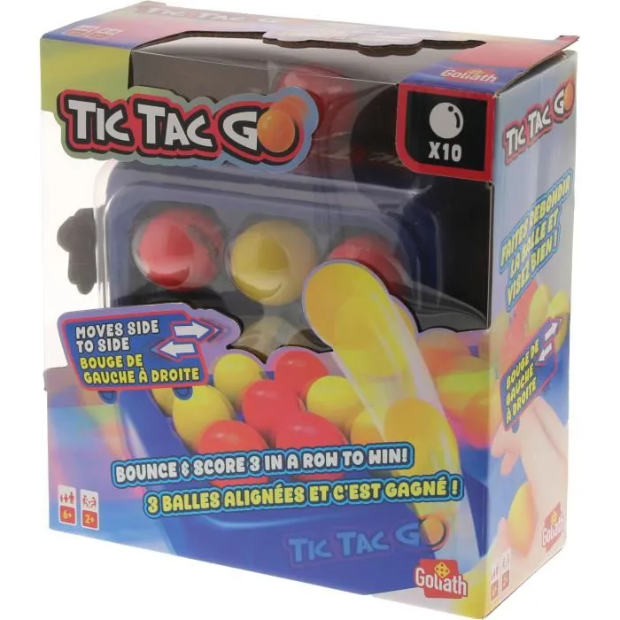 Goliath Tic Tac Go - Jeu de société d'adresse et d'ambiance familial - Plateau mobile pour aligner 3 balles - À partir de 6 ans