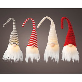 Lumineo Gnome LED avec chapeau flexible, couleurs variées, lumière fixe blanc chaud, 6x7x23 cm