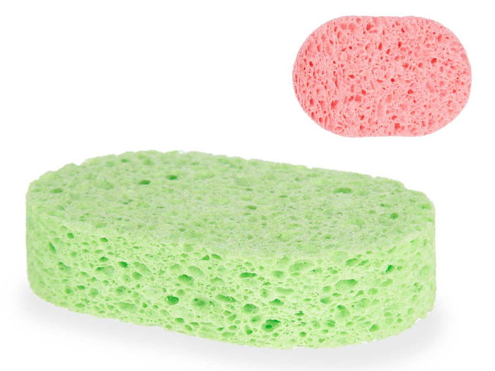Berilo Éponge de bain végétale cellulose 12 x 8 x 3 cm assortie bleu rose vert (Set de 18)