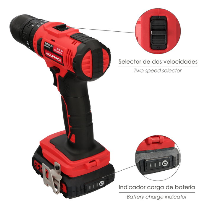 Wolfpack Linea Profesional Perceuse à percussion 20V 2Ah avec mallette