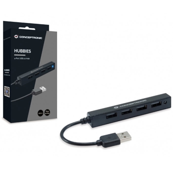 Conceptronic Hubbies05B Hub USB 2.0 4 ports, Concentrateur USB portable compact, Noir Conceptronic Hubbies05B Hub USB 2.0 4 ports, Concentrateur USB portable compact, Noir