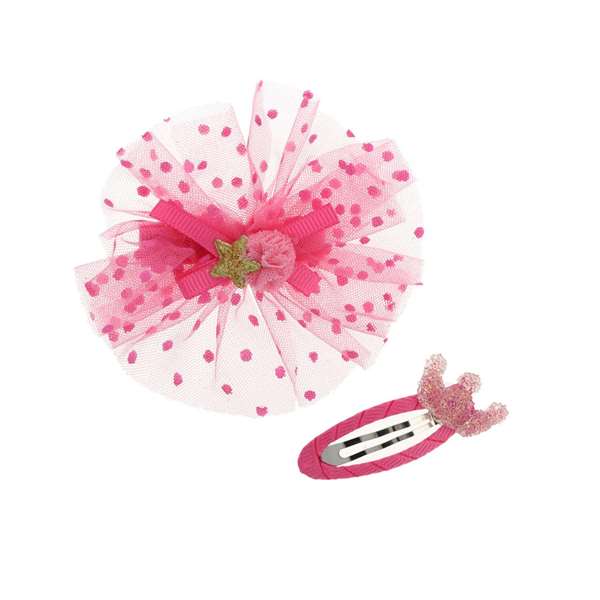 Inca - Set de 2 barrettes pour cheveux avec tulle et couronne - Modèles assortis - Âge minimum 3 ans - Couleurs disponibles : 3