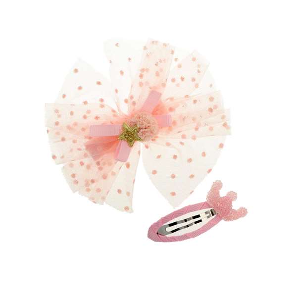 Inca - Set de 2 barrettes pour cheveux avec tulle et couronne - Modèles assortis - Âge minimum 3 ans - Couleurs disponibles : 3