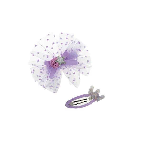Inca - Set de 2 barrettes pour cheveux avec tulle et couronne - Modèles assortis - Âge minimum 3 ans - Couleurs disponibles : 3