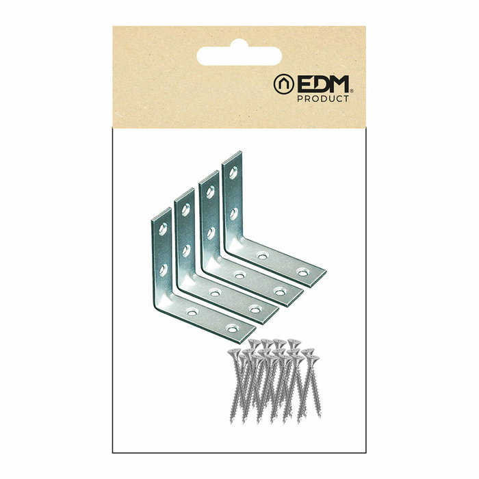 Edm Équerre de renfort an02 en acier zincé, 100 x 100 x 15 mm, 4 unités