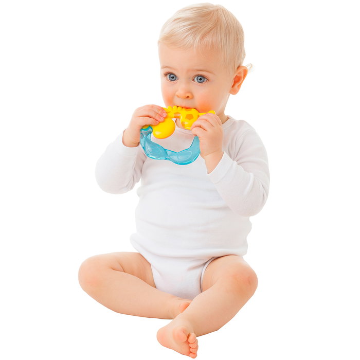 Playgro Mordeur Jirafa 2 en 1 0186336, Anneau de Dentition avec Eau, +3 Mois