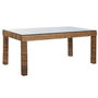Table de Salle à Manger Home ESPRIT Naturel Verre trempé Fibre bois de teck 180 x 90 x 77 cm