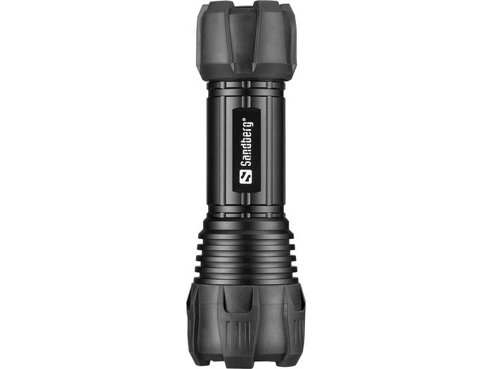 Sandberg Lampe Torche Survivor, Lampe de Poche Compacte et Puissante avec Zoom Réglable, Imperméable et Antichoc, pour Piles AAA
