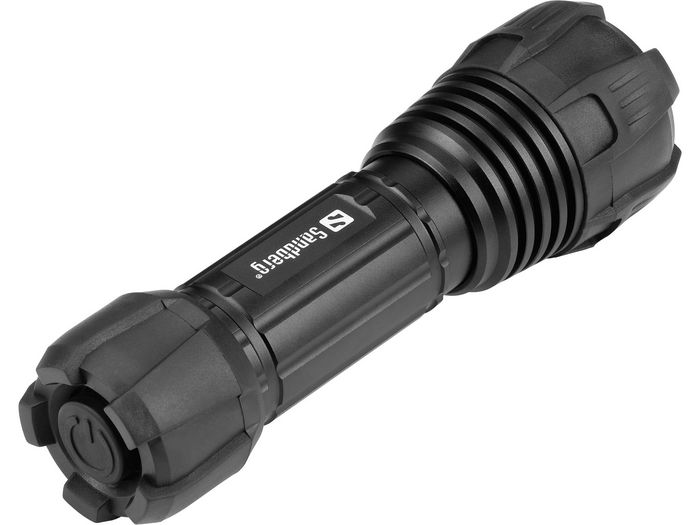 Sandberg Lampe Torche Survivor, Lampe de Poche Compacte et Puissante avec Zoom Réglable, Imperméable et Antichoc, pour Piles AAA