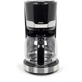 Livoo DOD201N Cafetière électrique - 1000 W - Capacité 1.5 L (12 à 14 tasses) - Carafe en verre avec système anti-gouttes et maintien au chaud - Noir