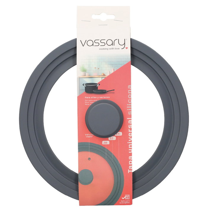 Vassary Tapa universelle en silicone pour casseroles et poêles 20 - 22 - 24 cm Vassary Tapa universelle en silicone pour casseroles et poêles 20 - 22 - 24 cm