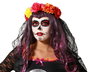 Déguisement de Catrina Noir avec Vole et Fleurs Colorées pour Halloween, Día de los Muertos, Fêtes Thématiques et Soirées, Costume Élégant pour Adultes