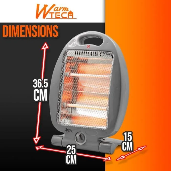 Warm Tech Chauffage halogène 800 W WTHH800 Gris