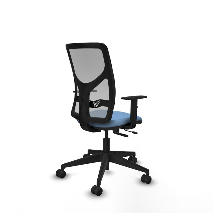 PIQUERAS Y CRESPO Chaise Motilla Synchrone/Traslack Bleu ciel et Gris, Base pyramidale noire, Accoudoir 1D