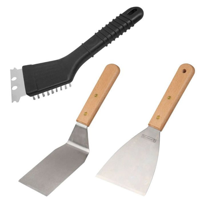 Fackelmann Profesional Ensemble de 3 ustensiles pour plancha avec spatules et racloir Fackelmann Profesional Ensemble de 3 ustensiles pour plancha avec spatules et racloir